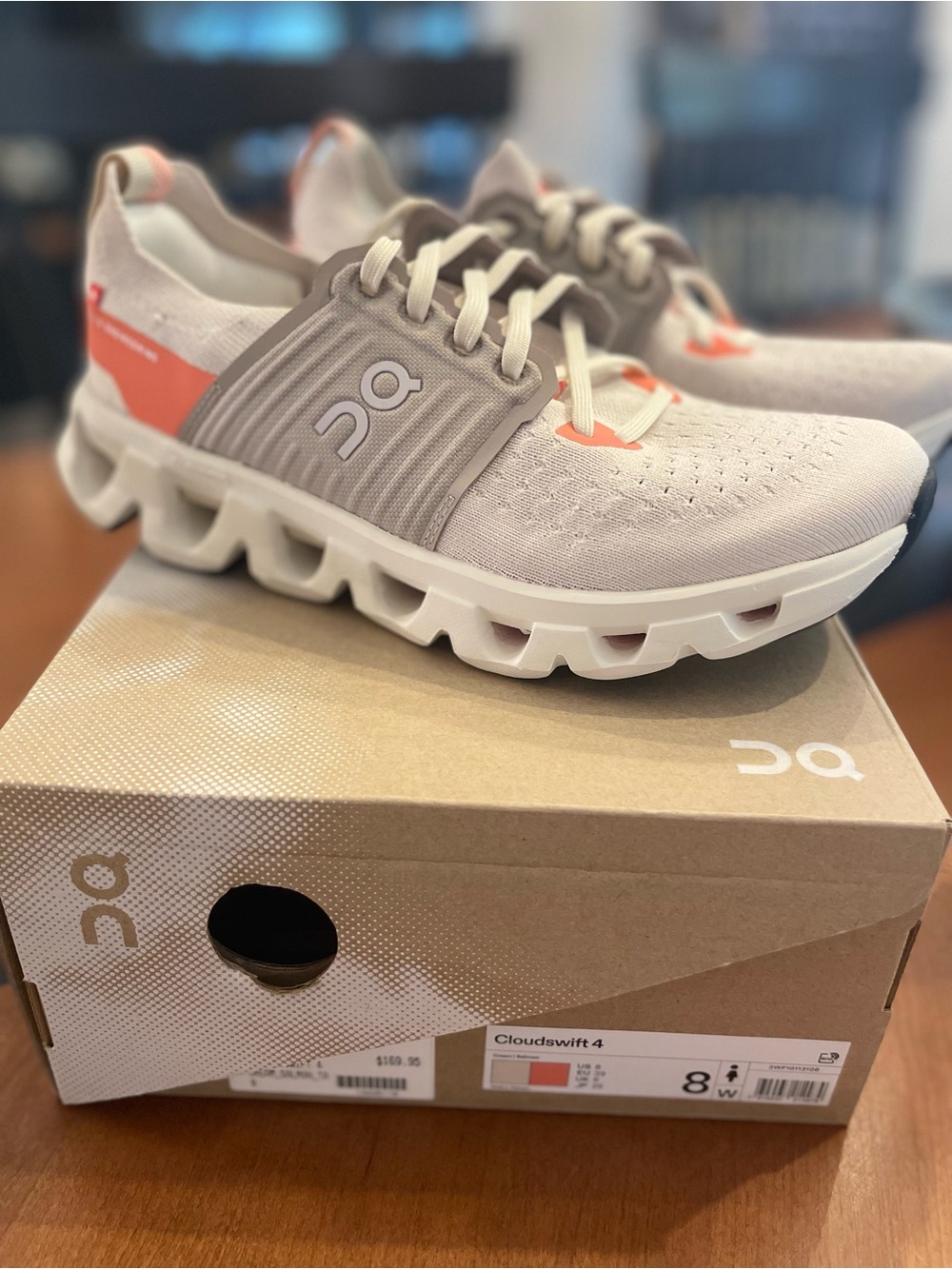 On Running Cloudswift 4 Sneakers in Beige with Coral Accents